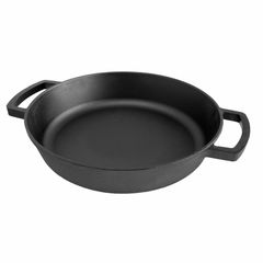Cast iron frying pan with cast handles