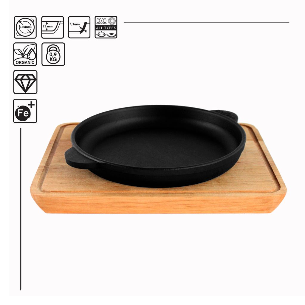 Portioned cast iron frying pan 140 х 25 mm with a stand