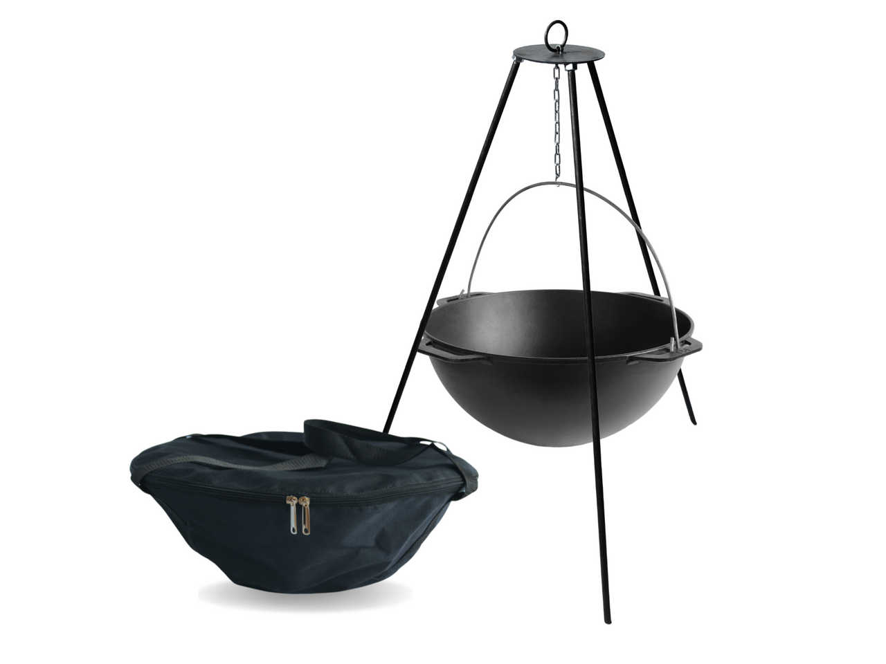 Cast iron asian cauldron 4 L with a tripod and a bag