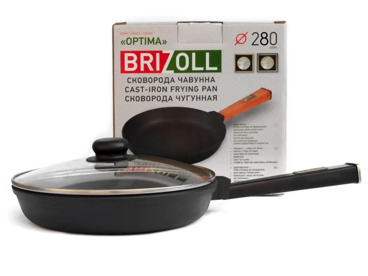 Cast iron pan with a lid Optima-Black 280 х 40 mm