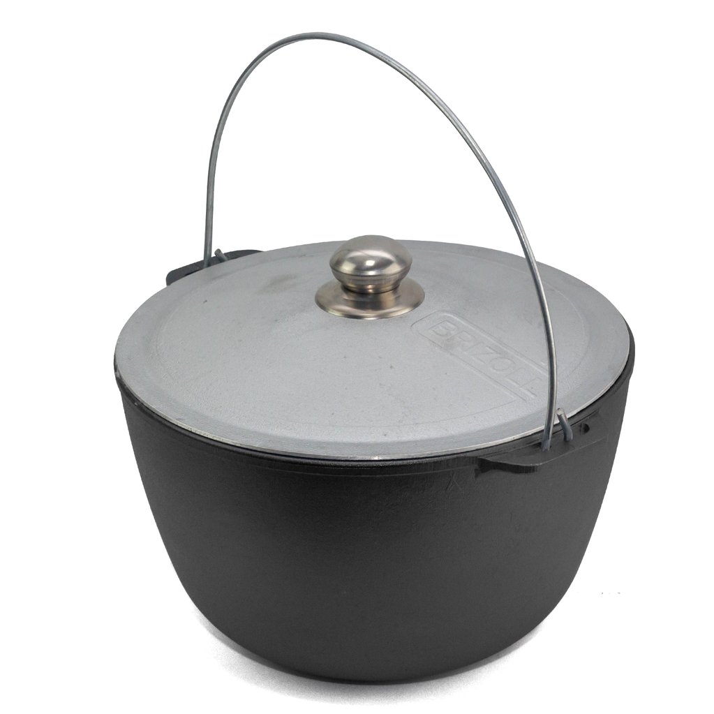 Tourist cast iron cauldron with aluminum lid 12 l