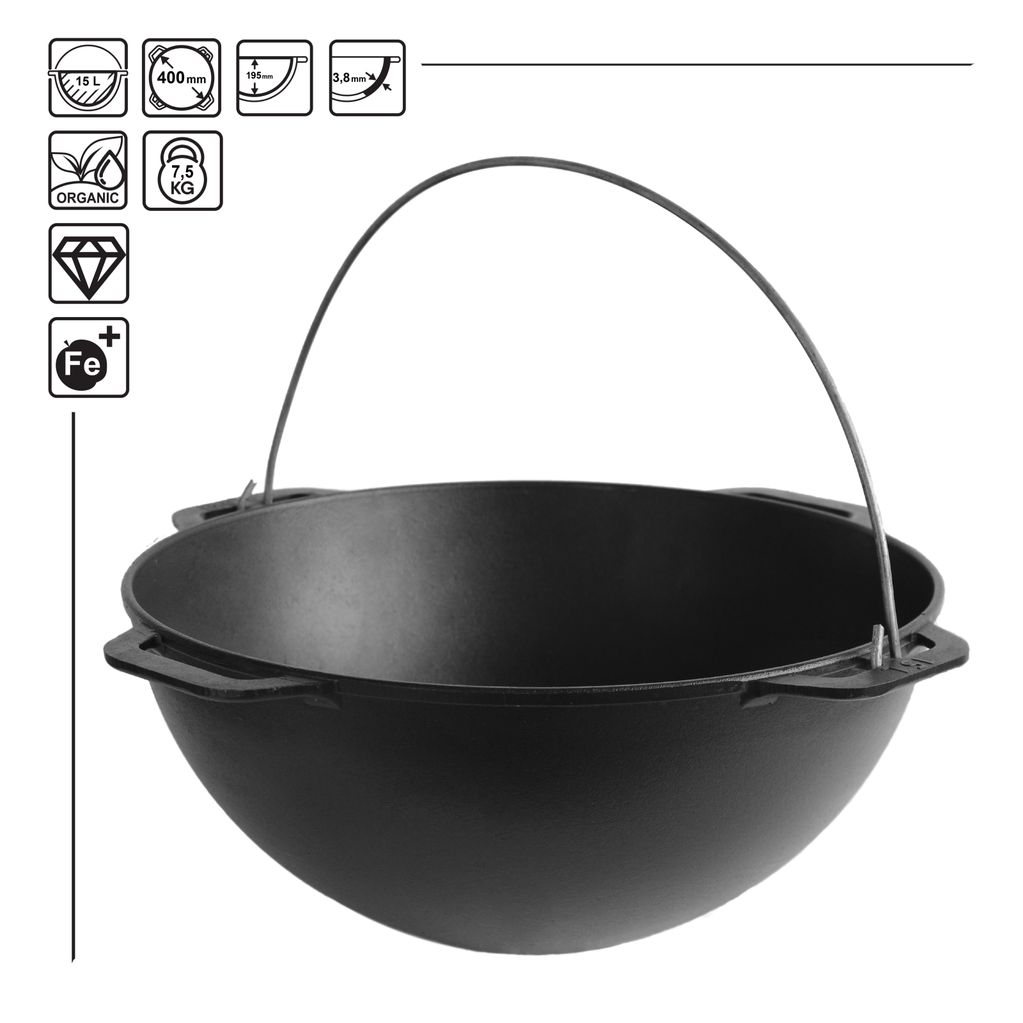 Cast iron asian cauldron 15 L