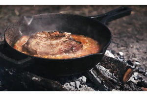 Lamb steak on charcoal with BRIZOLL