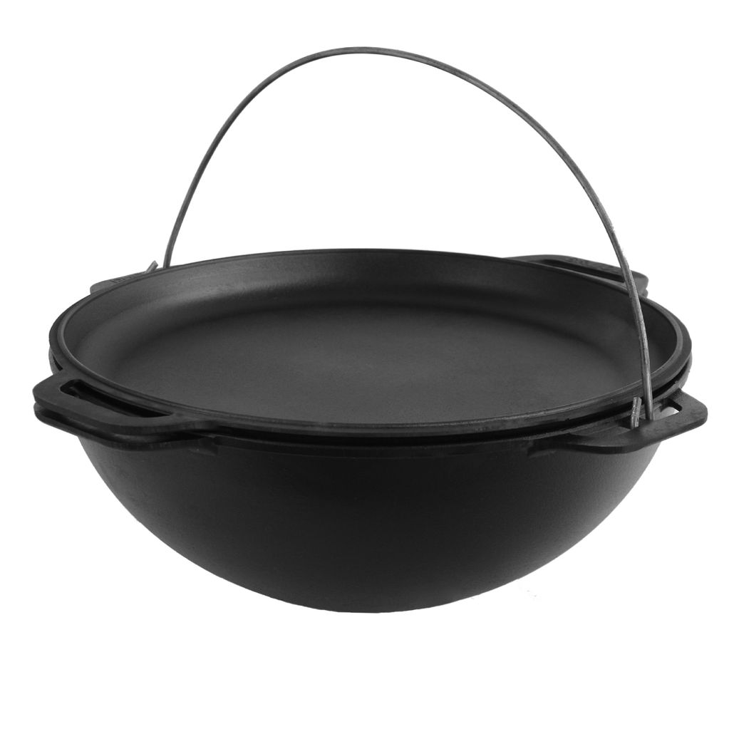Cast iron asian cauldron 4 L with lid-pan, tripod and bag
