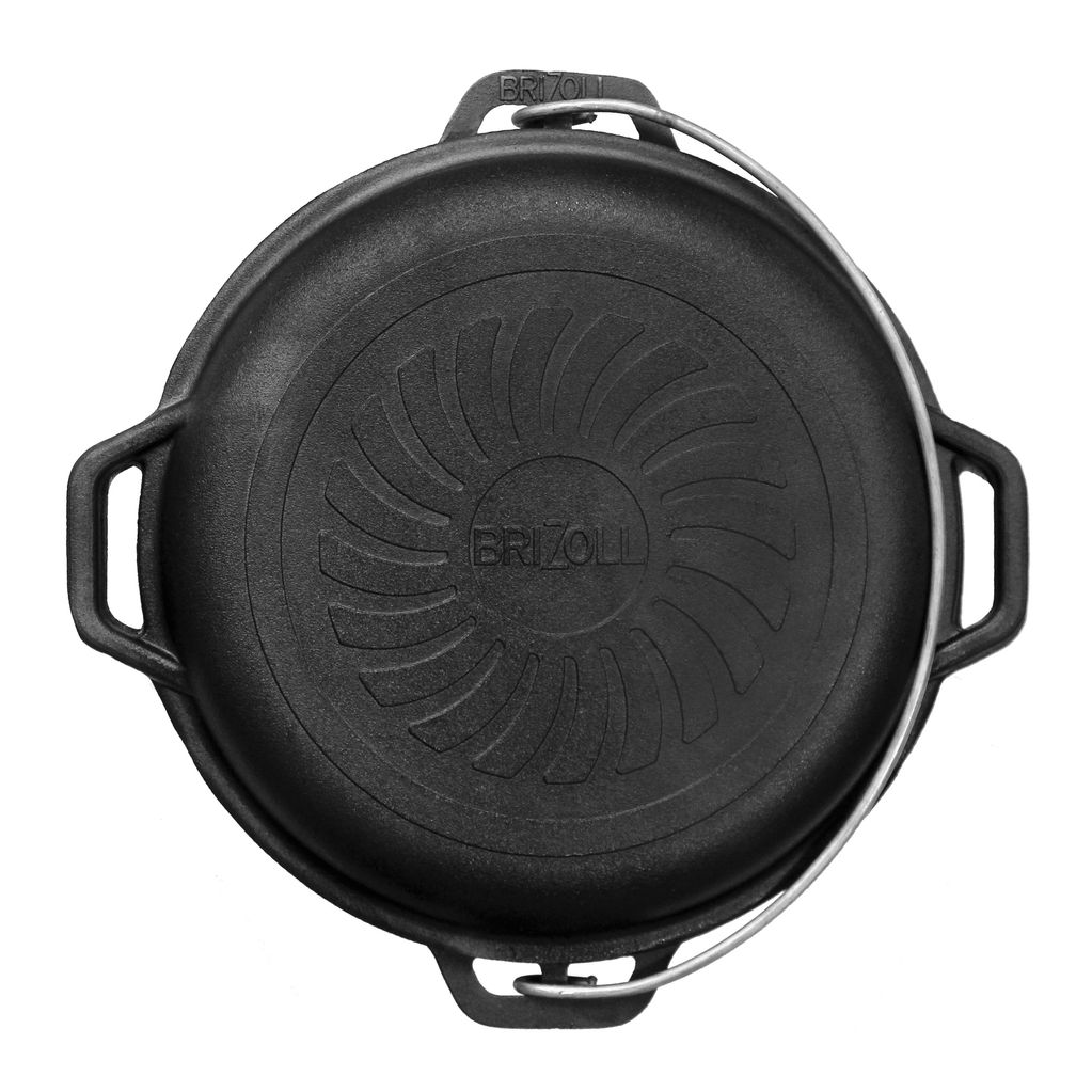 Cast iron tourist cauldron with а lid-frying pan 8 L