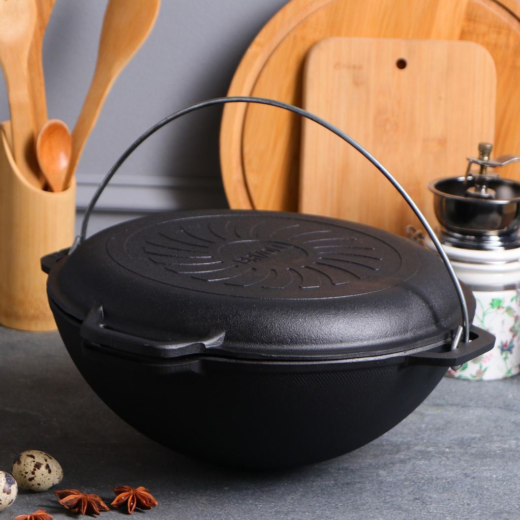 Cast iron asian cauldron with lid-pan 4 L