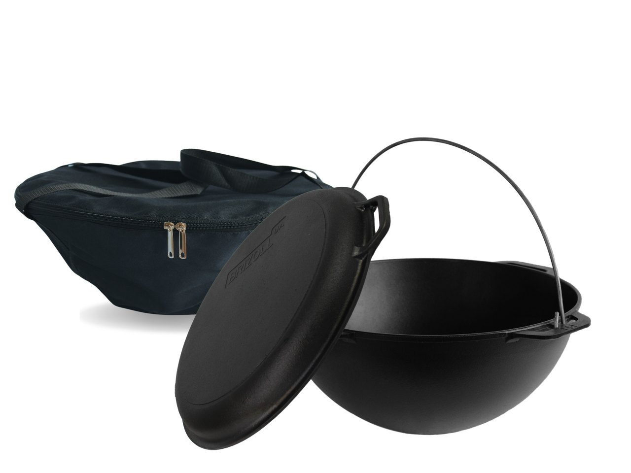 Cast iron asian cauldron 15 L WITH A GRILL LID-FRYING PAN, a bag and a stand