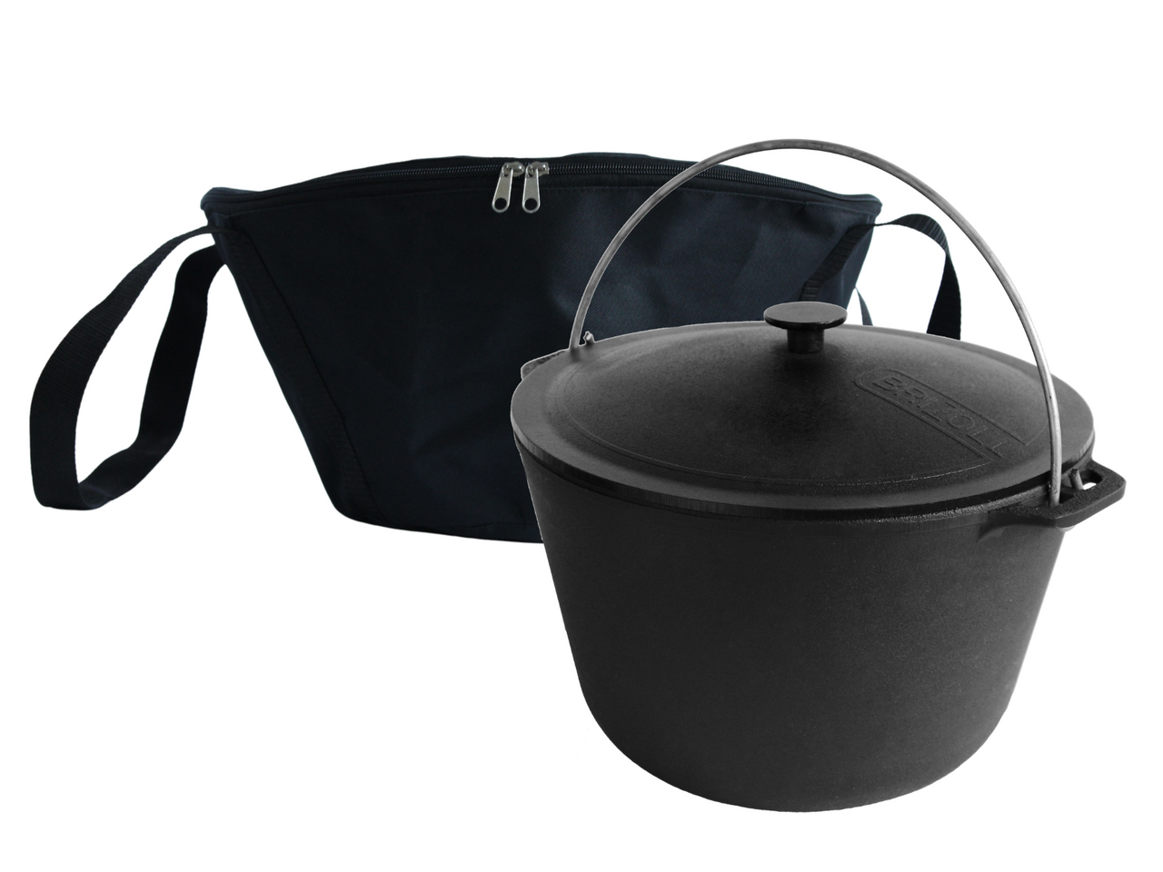 Tourist cast iron cauldron 6 l with lid and a bag