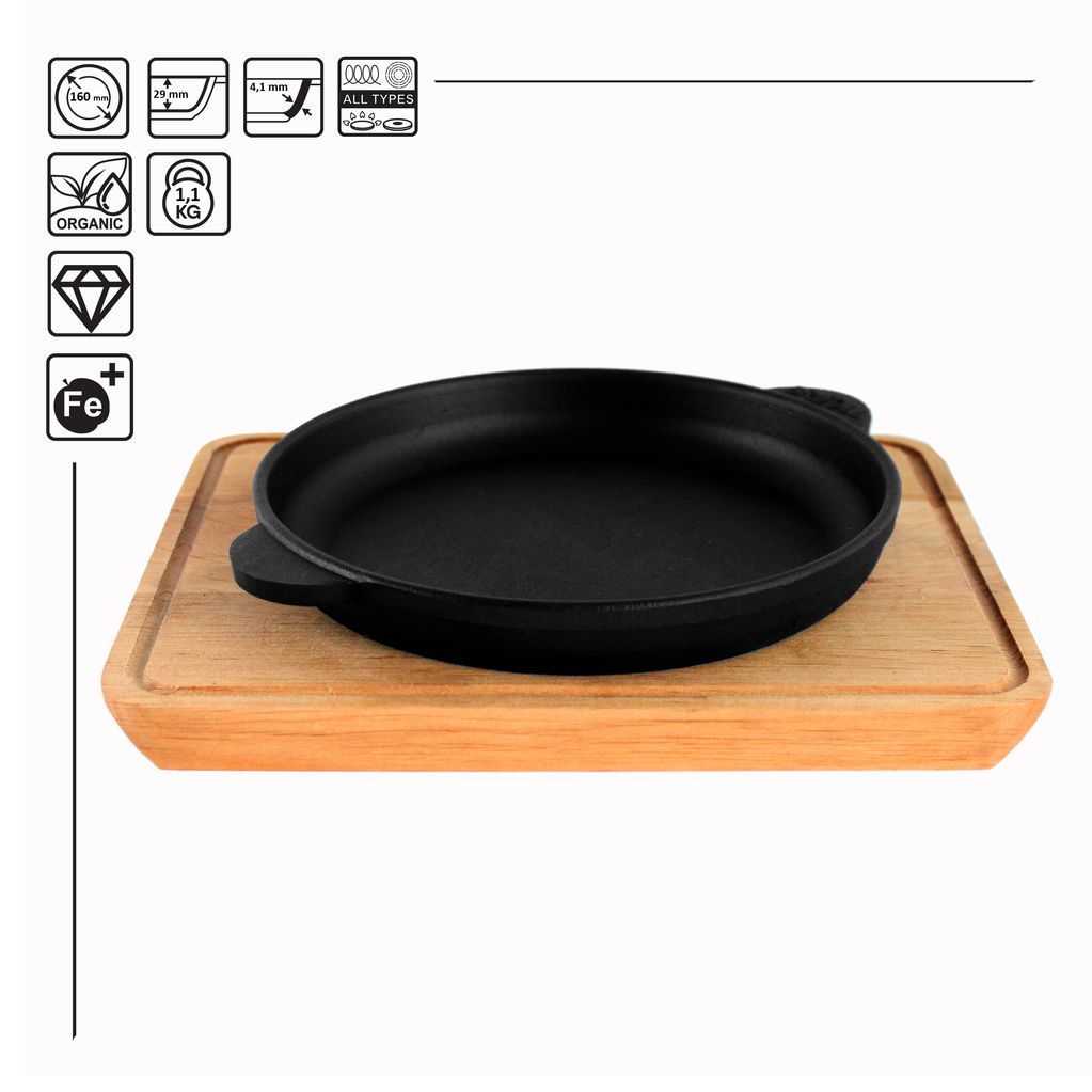 Portioned cast iron frying pan 160 х 25 mm with a stand