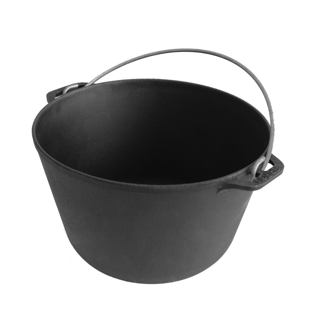 Cast iron tourist cauldron 8 L with а lid-frying pan and a bag