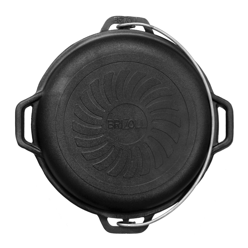 Cast iron tourist cauldron 8 L with а lid-frying pan and a bag