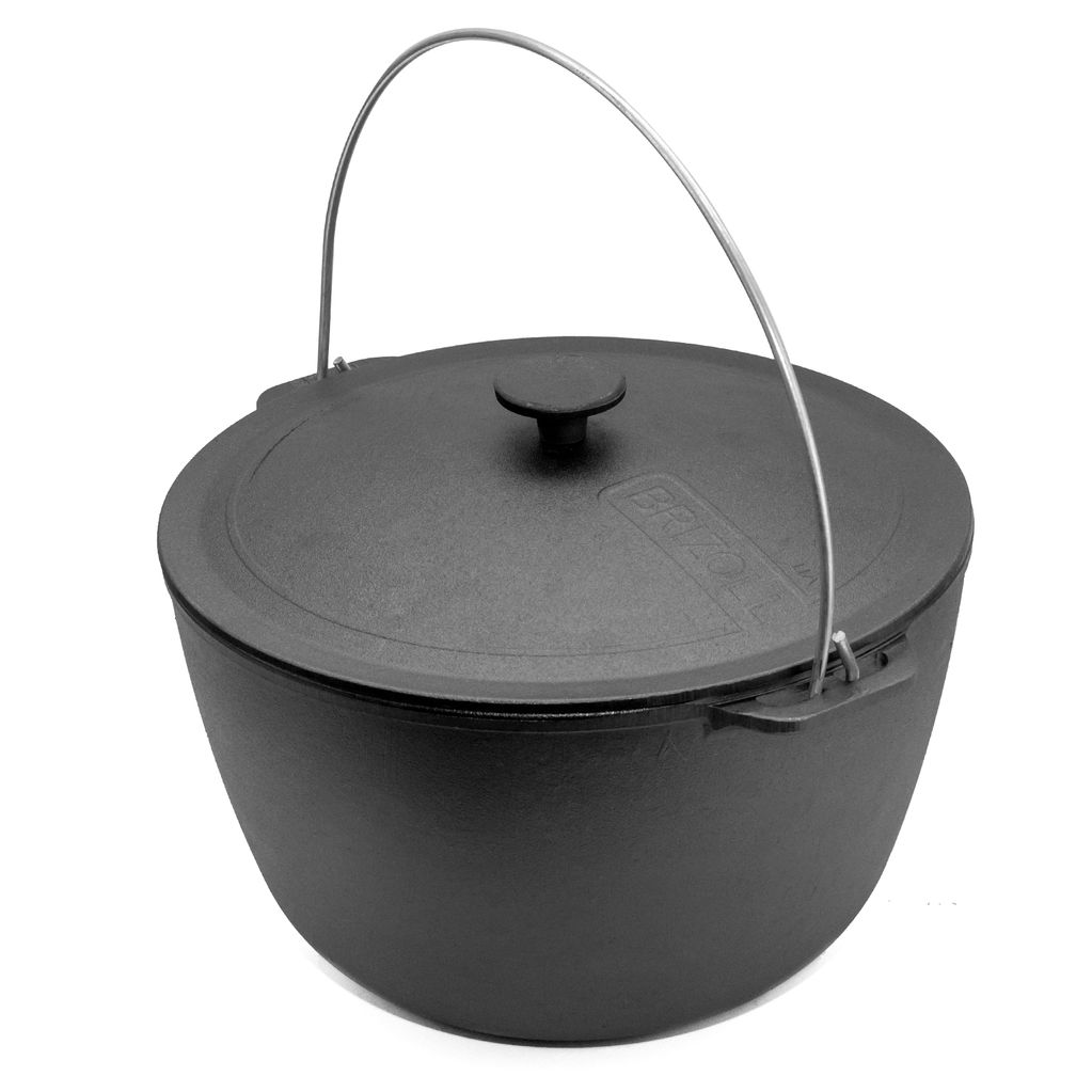 Cast iron tourist cauldron 10 L with a lid and tripod