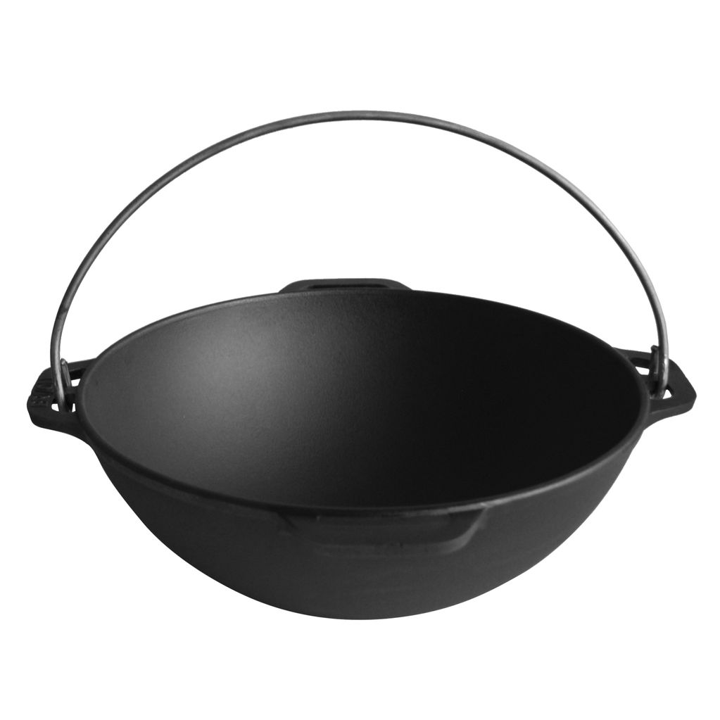 Cast iron asian cauldron 8 L WITH A LID-FRYING PAN, a tripod and a bag