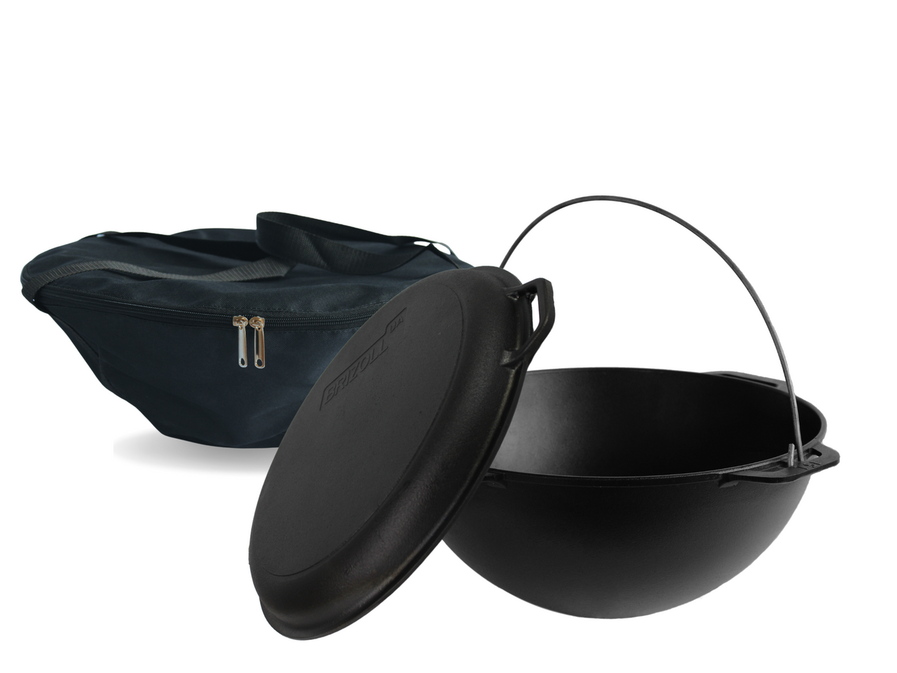 Cast iron asian cauldron 8 L WITH A LID-FRYING PAN, a tripod and a bag