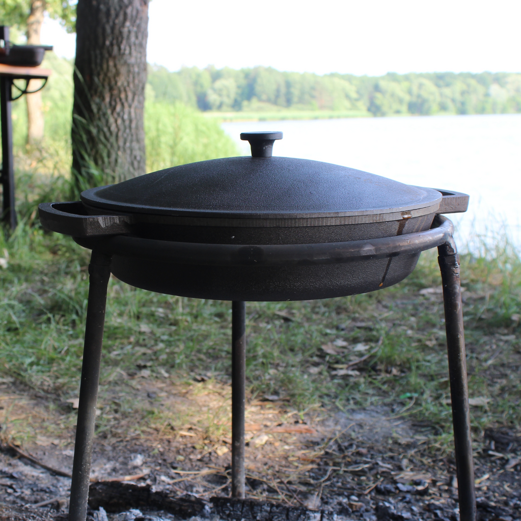Cast iron brazier with cast iron LID-GRILL FRYING PAN 360 x 80 mm