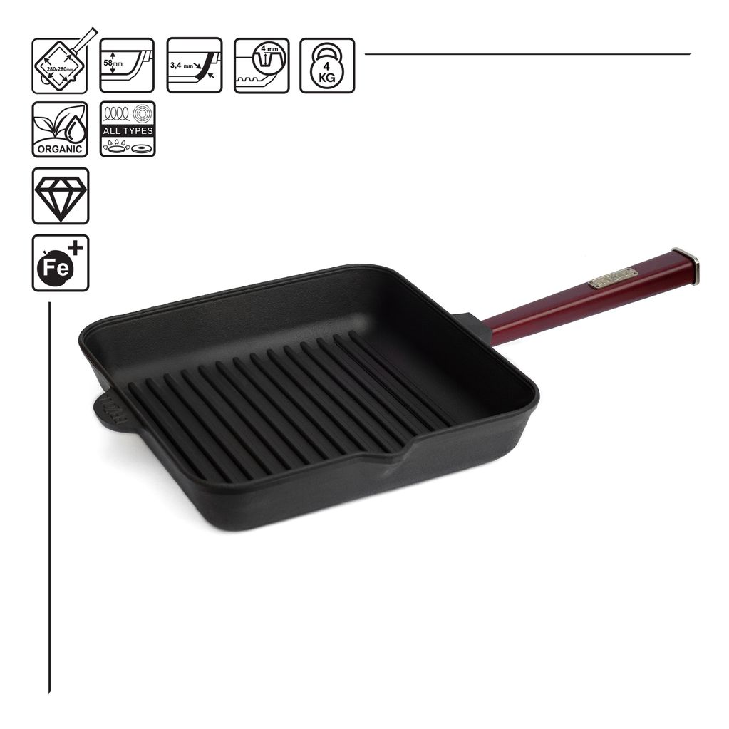 Grill cast iron pan Optima-Bordo 280 х 280 х 50 mm