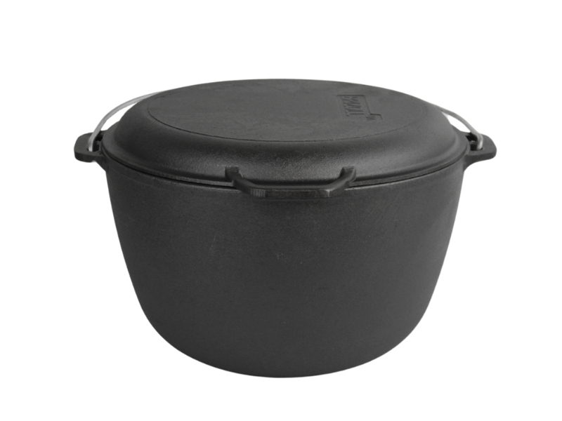 Cast iron tourist cauldron 10 L with a lid-frying pan, a bag and a tripod