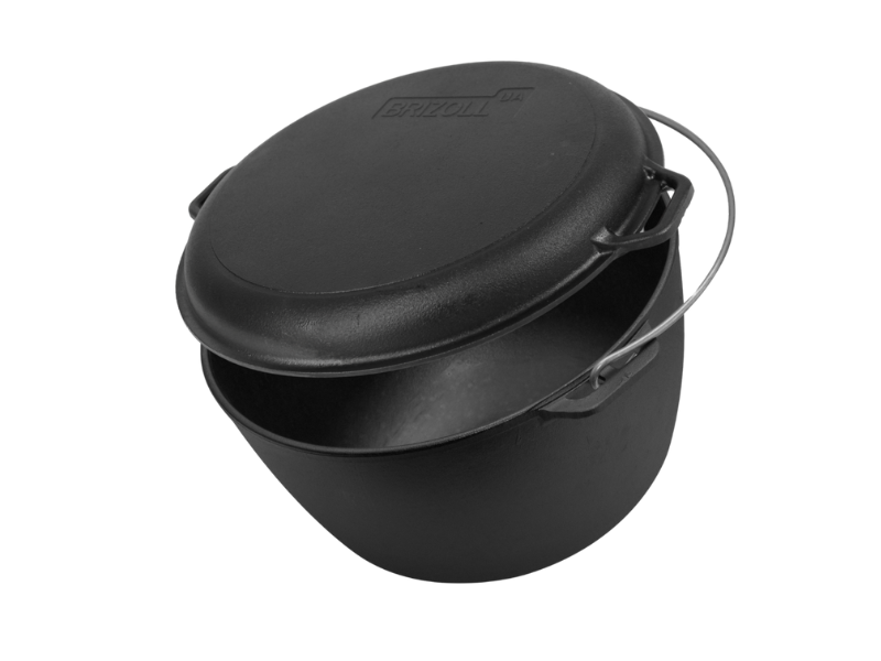 Cast iron tourist cauldron 10 L with a lid-frying pan, a bag and a tripod