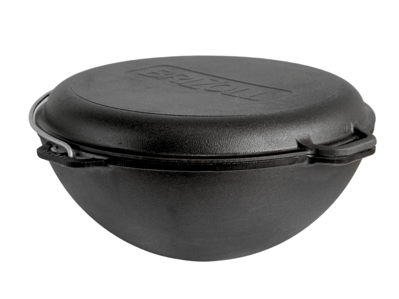 Cast iron asian cauldron 8 L WITH A GRILL LID-FRYING PAN, with a tripod and a bag