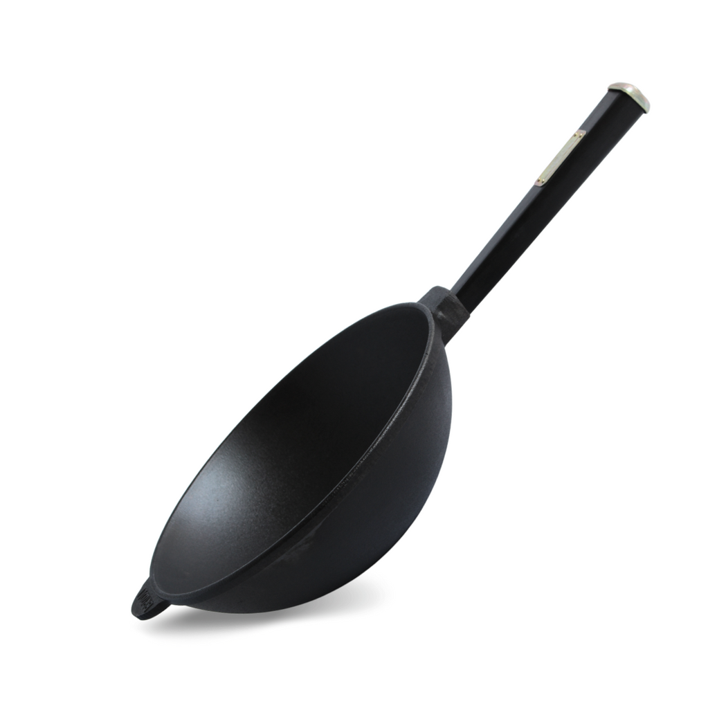 Cast iron frying pan with wooden Black handle WOK 2.2 l