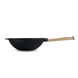 Cast iron frying pan with wooden handle and cast iron lid-frying pan WOK 2.2 l