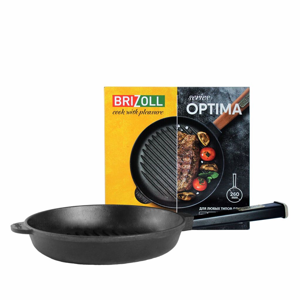 Чугунная сковорода гриль Optima-Black 260 х 40 мм