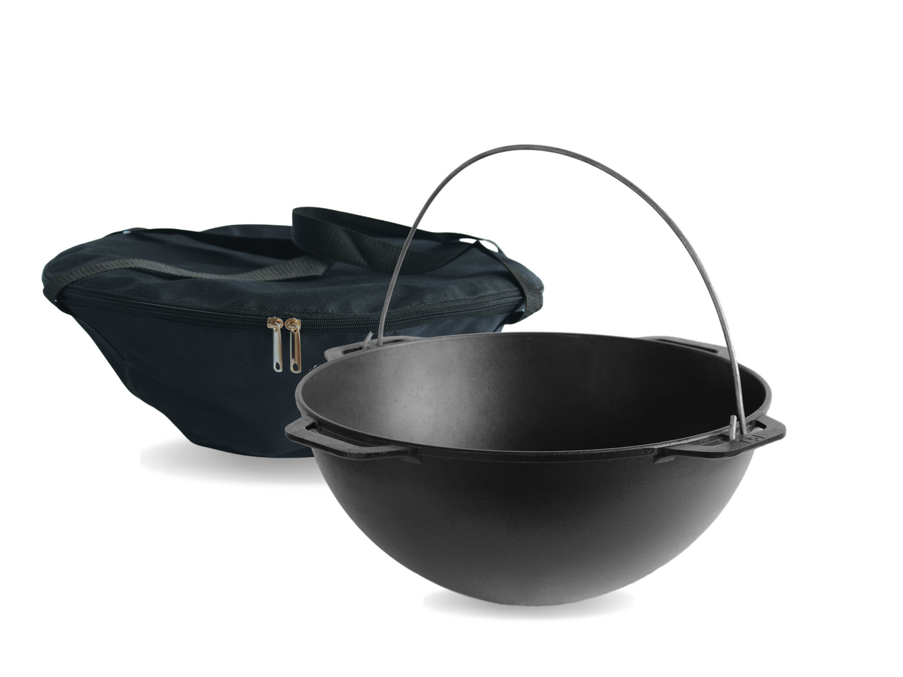 Cast iron asian cauldron 10 L with a tripod and a bag