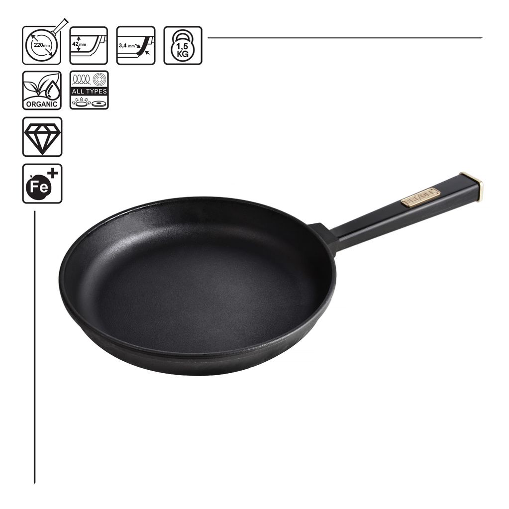 Cast iron pan with a handle Optima-Black 220 х 40 mm