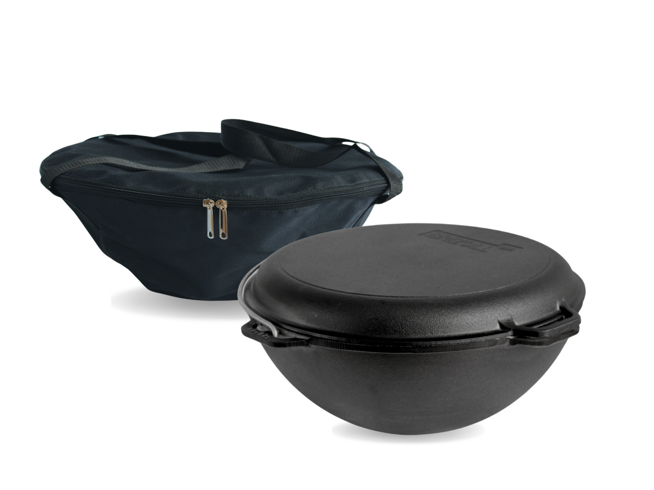 Cast iron asian cauldron 10 L WITH A GRILL LID-FRYING PAN, a bag and a tripod
