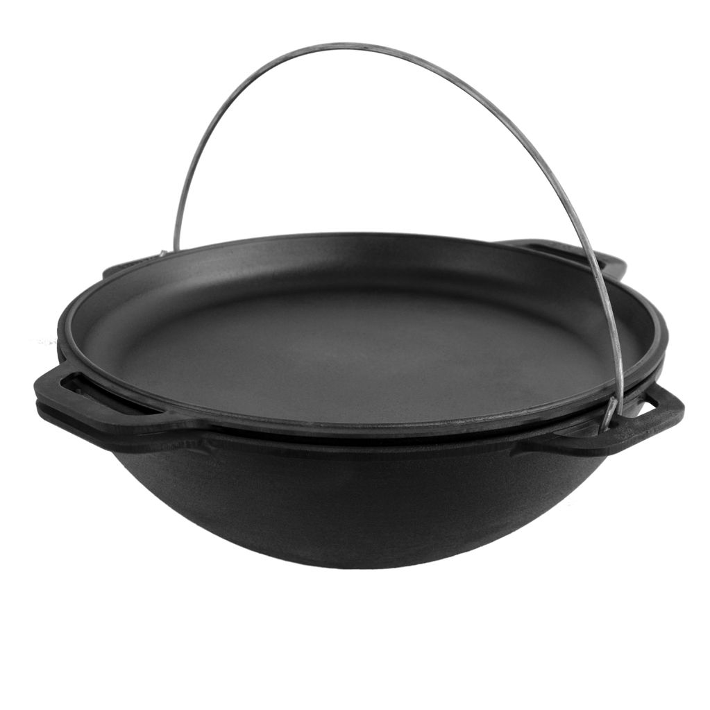 Cast iron asian cauldron 8 L WITH A LID-FRYING PAN and a stand