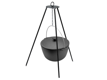 Cast iron tourist cauldron 12 L with a lid and tripod