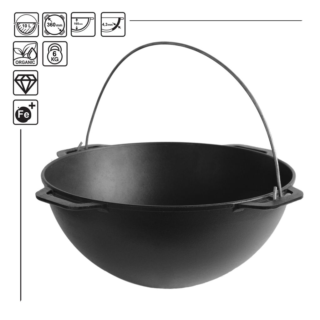 Cast iron asian cauldron 10 L