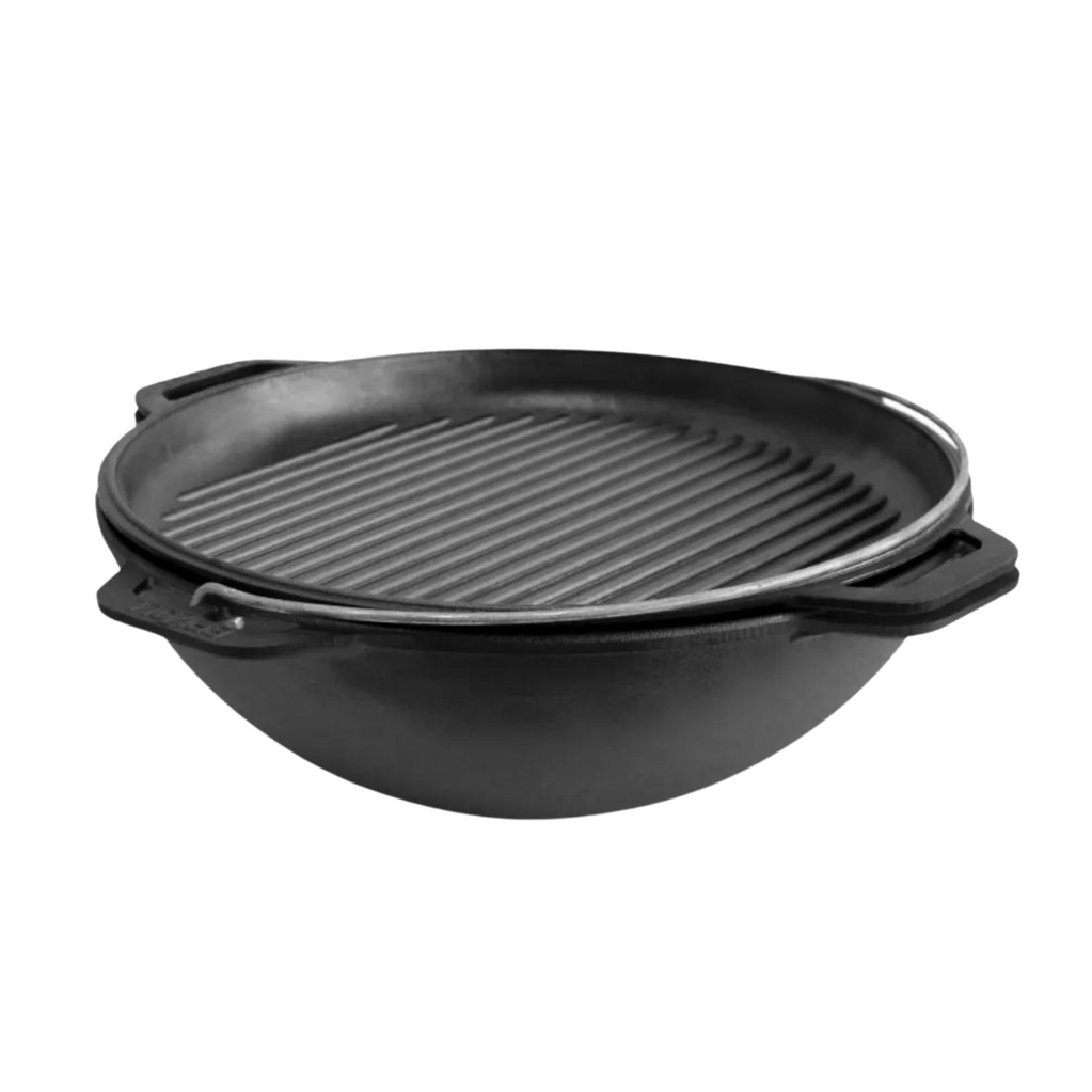 Cast iron asian cauldron WITH A GRILL LID-FRYING PAN 12 L