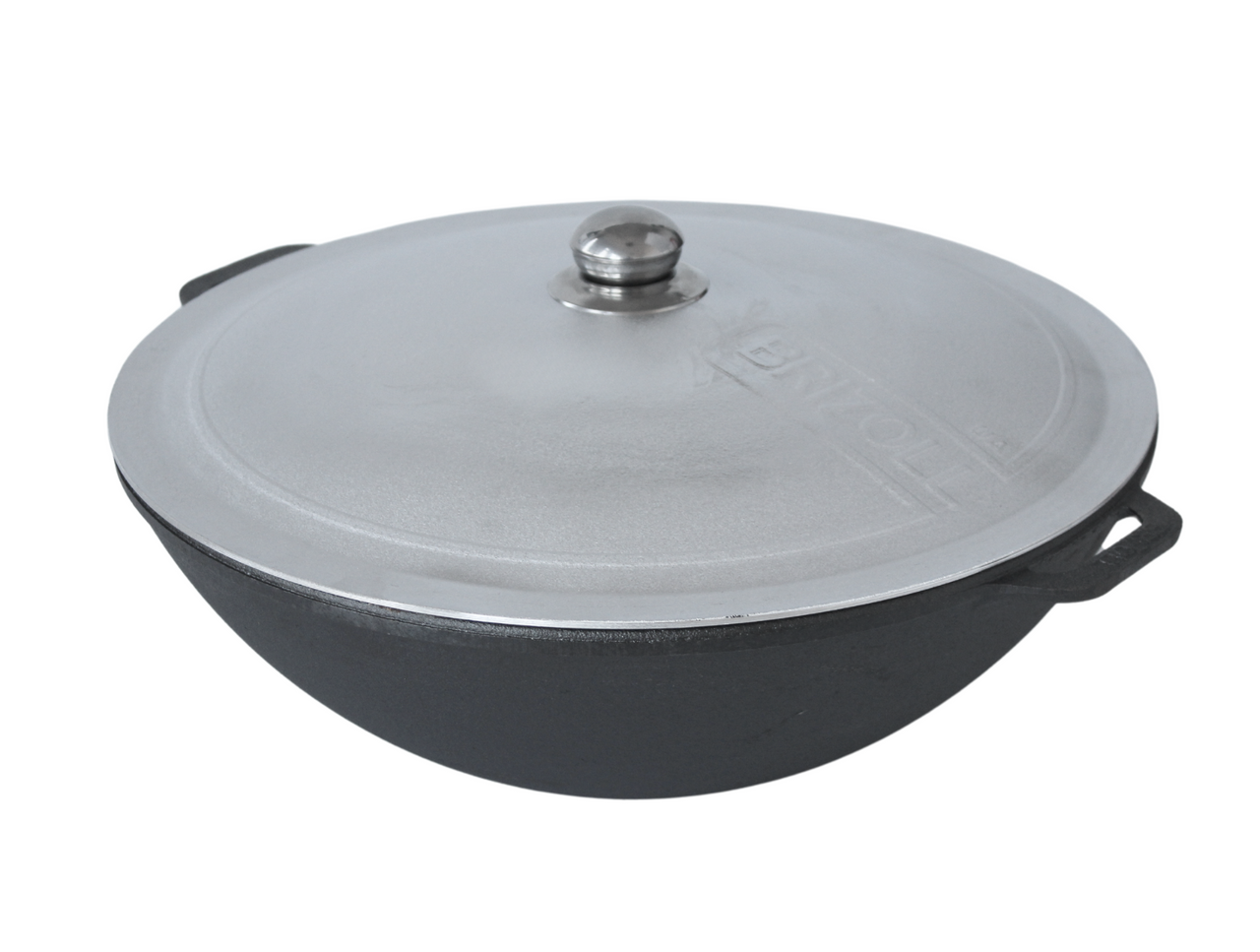 Cast iron pan WOK 8 L WITH Aluminium LID and a stand