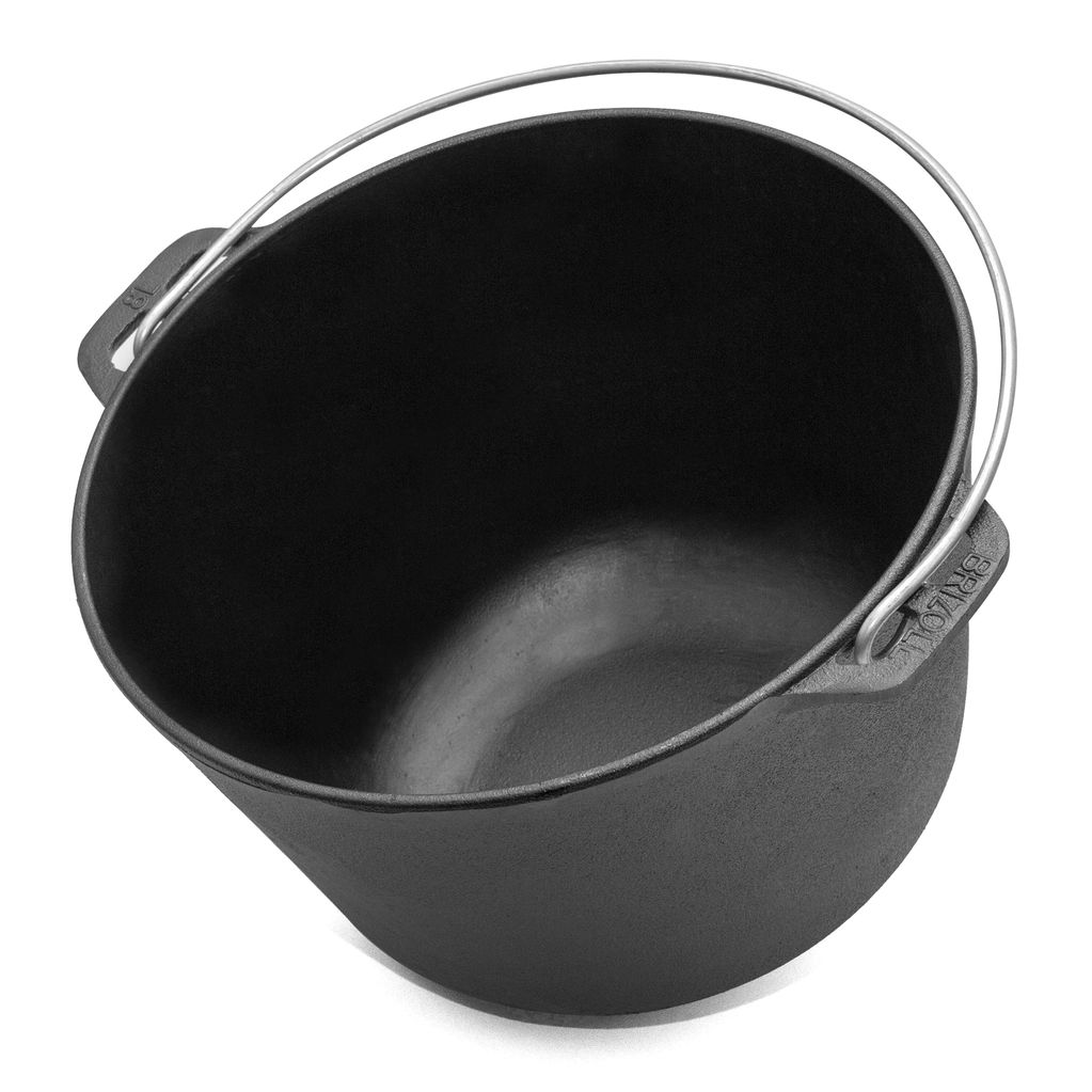 Tourist cast iron cauldron with aluminum lid 8 l