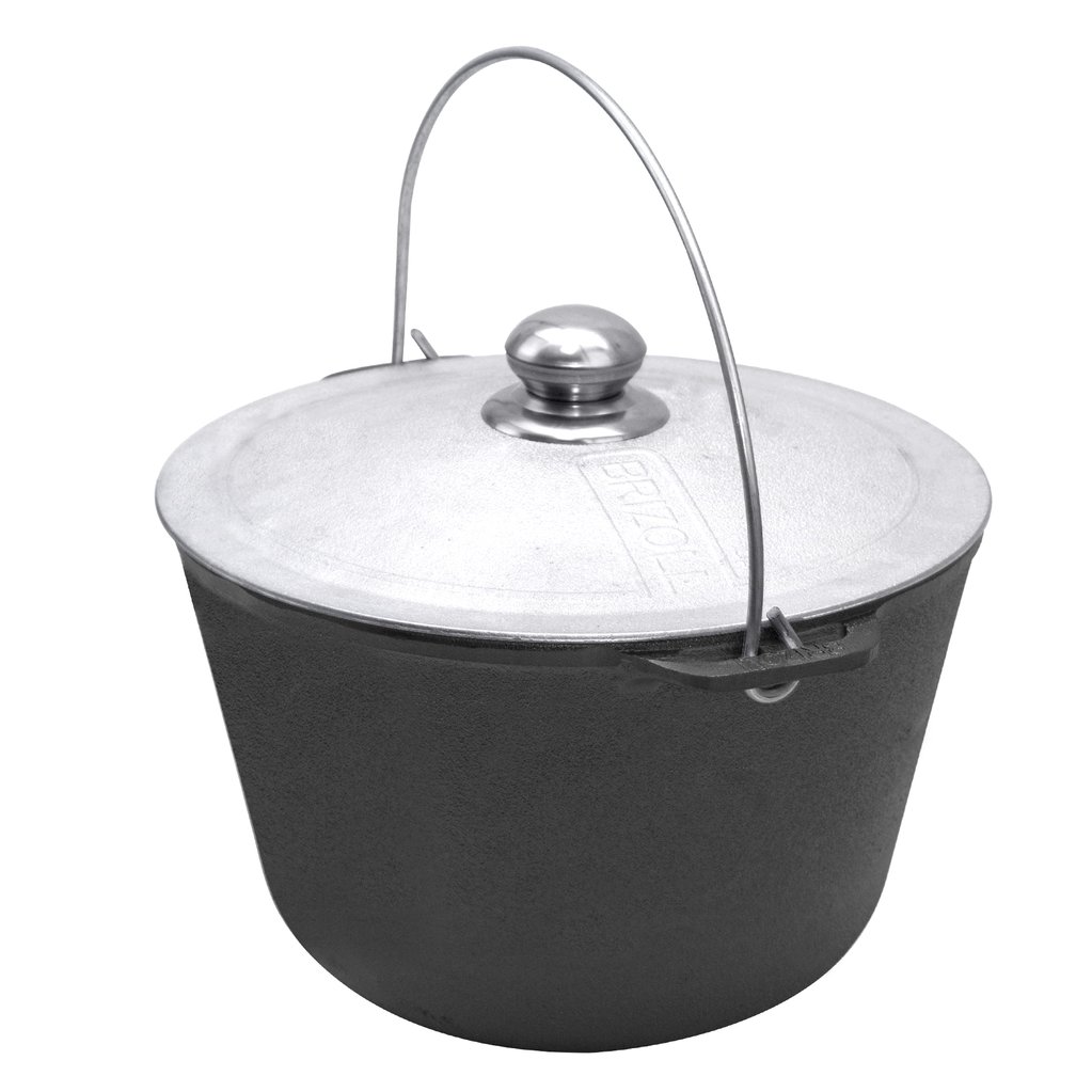 Tourist cast iron cauldron with aluminum lid 8 l