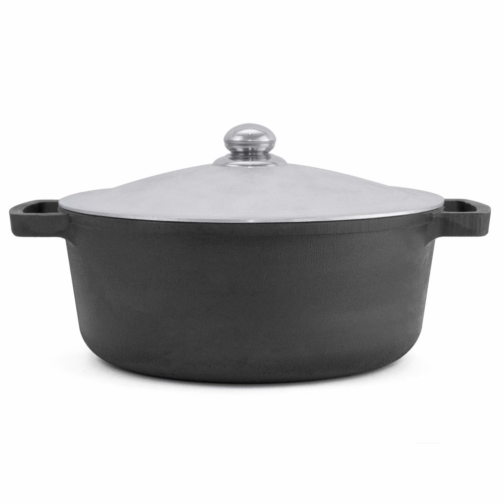 Cast iron pot with aluminum lid 6l