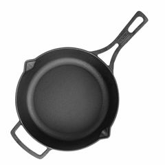 Cast iron pan with iron handle
