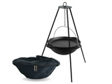 Cast iron asian cauldron 15 L WITH A LID-FRYING PAN. a bag and a tripod