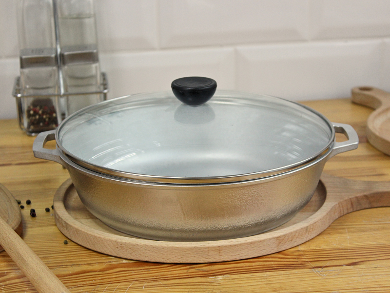 Aluminum pan 240x60mm Monolith with a glass lid